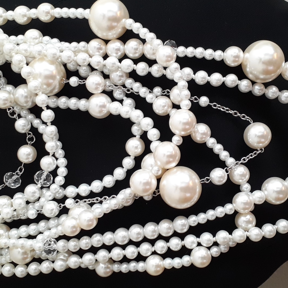 Pearl Necklace Statement Layers Multi-Strand High… - image 7